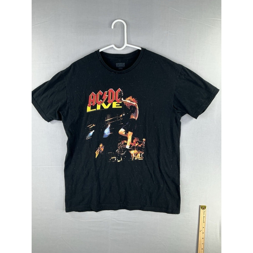 AC/DC Live Concert Graphic T-Shirt Black Rock Band Tee Size Large